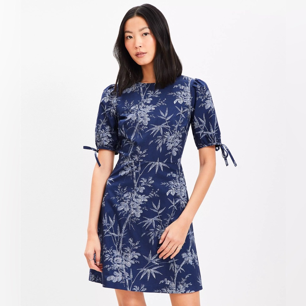 Palm Cutout Back Tie Cuff Mini Dress LOFT New with Tags size 10 - Picture 2 of 8